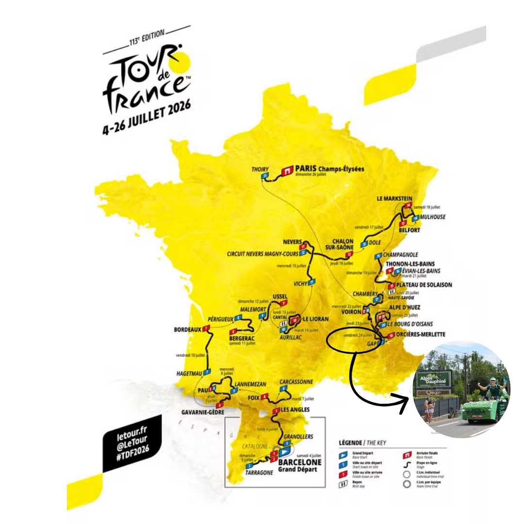 Passage du Tour de France 2026 à Gap dans les Hautes-Alpes devant le Camping Alpes Dauphiné